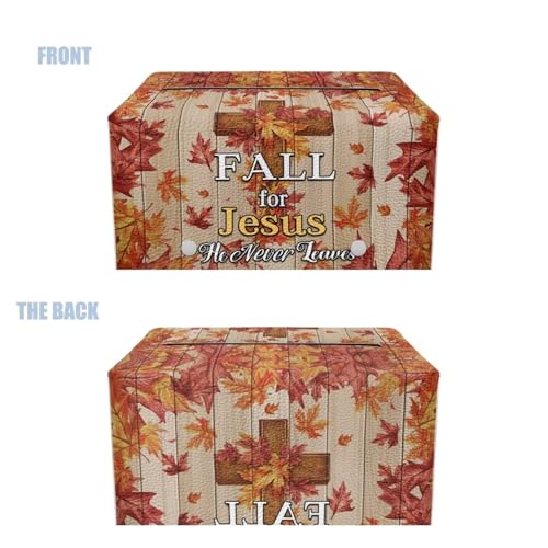 Waterproof Leather Tissue Box Cover Rectangle Fall Jesus Wood Tissue Holder for Bathroom PU Leather Paper Case for Living Room - color: Fall Jesus Wood