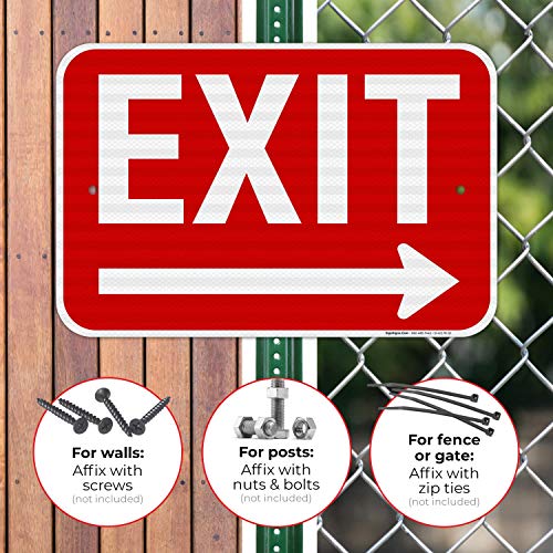 Exit Sign, with Right Arrow - size: 12x18 Reflective