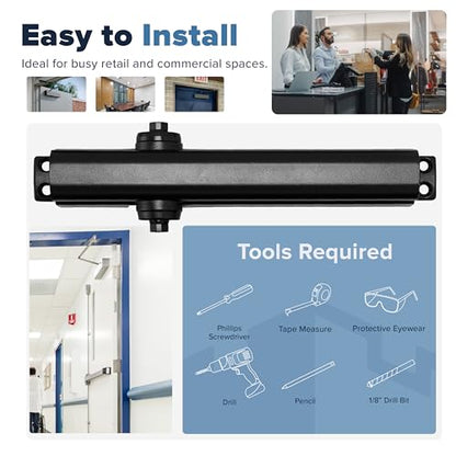FORTSTRONG Commercial Door Closer - FS-8400 HOB - Heavy Duty Adjustable Grade 1 Standard Automatic Door Closing Hinge - ADA Compliant - Hold Open Function-Black Finish - color: FH-8400HOB