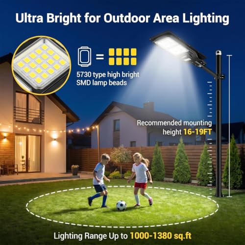 LANGY 2 Pack Solar Street Light 180000Lumens,240 LED Street Lamp with Light Control&PIR Motion Sensor, Dusk to Dawn LED Security Light Solar Flood Light for Square,Yard,Basketball Court - size: 2PACK 180000LM