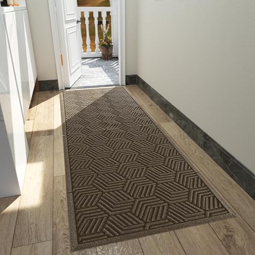 Yimobra Outdoor Indoor Runner Mat 72x24, All-Season Waterproof Entrance Mat for Front Door with Drainage Holes, Heavy Duty Non-Slip Doormat for Garage Patio Entryway, Brown - color: Brown, size: 72x24 Inch