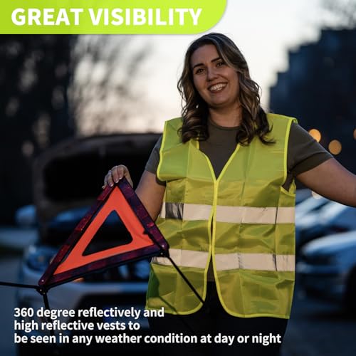 36 Pack High Visibility Safety Vests Mesh Security Vest with Reflective Silver Strips Construction Vest Bulk - color: Yellow