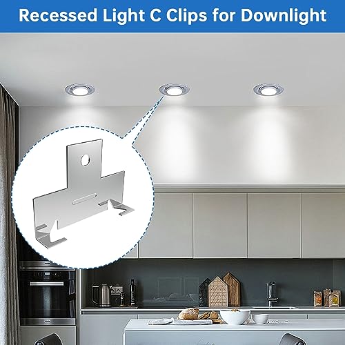 48 Pack Metal Recessed Downlight C Clips - size: 48pcs