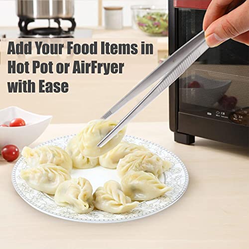 Professional Culinary Stainless Steel Precision Tongs with Serrated Tips, Plating/Food Presentation Detailing Serving Tongs, Chef's Kitchen Tweezer Tongs - Ultra Non-Slip Grip (8 Inch) - size: 8" Straight