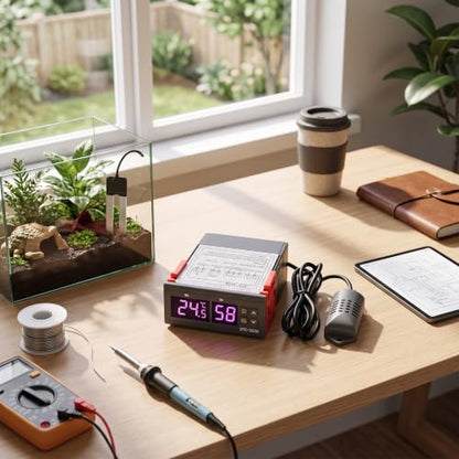 Temperature Control 110V - 220VAC Digital Display Temperature and Humidity Controller Meter with Integrated Sensor(110-220VAC) - size: 110-220VAC