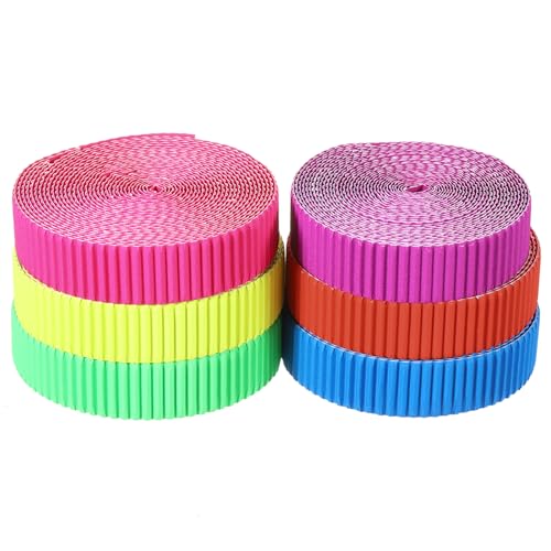 Corrugated Cardboard Paper Sheets, Corrugated Paper Cardboard Inserts [for Craft and DIY Projects] - 0.8x26.7 Inch/Fluorescent 6 Assorted Colors/1 Set - color: Fluorescent Red/Green/Peach Red/Blue/Yellow/Purple
