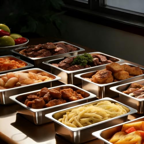 Dyna-Living Steam Table Pan 1/3 Size Pans 4 Inch Deep 6 Pack Hotel Pans - color: Without Lids, size: 4 Inch Deep