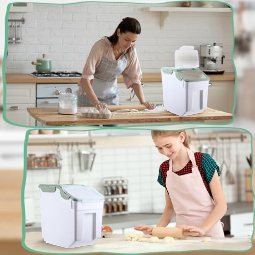 Sunnyray 4 Pcs 55 Lbs Green Rice Flour Storage Bins with Wheels - color: Green, size: 55 lbs