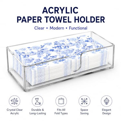 Acrylic Paper Towel Holder, Clear Countertop Napkin Dispenser - color: Z - Acrylic Small, size: Guest Towel Holder
