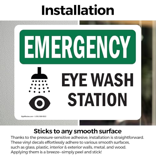 (2 Pack) Eye Wash Station OSHA Emergency Sign 7 Inch X 5 Inch Vinyl Label Decal Sticker Weather Resistant, UV Protected for Workplace, Business, and Construction Site, Made in the USA