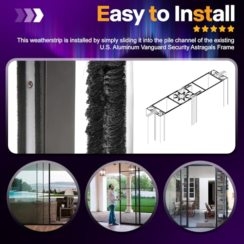 W562C .625" (16 mm) Vanguard Security Astragal Replacement Pile Weatherstrip 100FT Replace Worn Pile Weatherstrips on U.S. Aluminum Doors with Vanguard Security Astragals - style: .625"