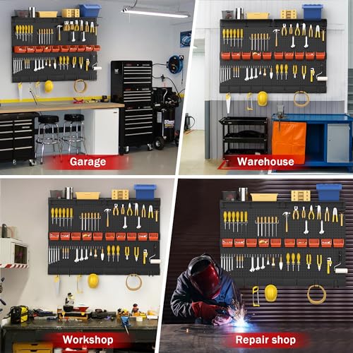 Ultrawall Pegboard Wall Organizer, 48 X 36 inch Garage Storage Pegboard - color: Black