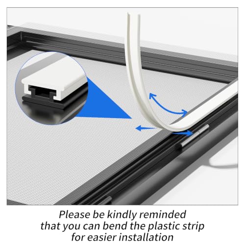 Adjustable Magnetic Seamless Fiberglass Window Screen mesh Replacement kit - Ventilation and Breathable Window Netting Repair Kit for Basement/Patio/Bathroom Vents/Bedroom Window Sills - size: frame:33'+screen:59"×99"x2