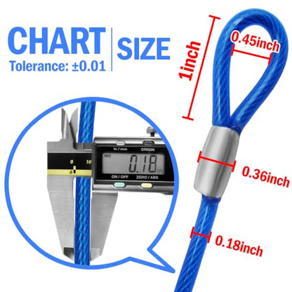 4.7mm(3/16") Steel Security Cable with Loops, Bike Lock Cable, 2Pack - color: Blue, size: 4FT-(2Pack)