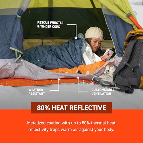 SOL Thermal Bivvy with Rescue Whistle, Silver, 80% Heat, 84" x 34"