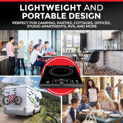 Mueller RapidTherm Portable Induction Cooktop,1800W Single Burner Hot Plate with 8 Power Levels, 8 Temperature Settings, 4 Presets, 4-Hour Timer, Auto Shut-Off & Child Lock for RV, Dorm, Small Kitchen