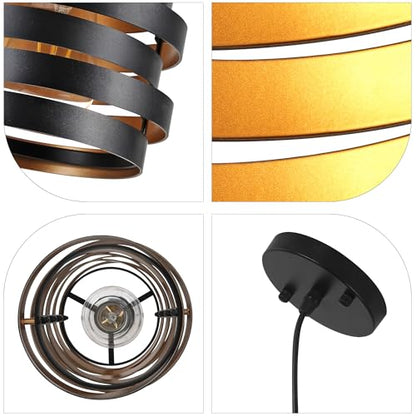 CNRATYE Modern Farmhouse Pendant Lights Kitchen Island, Industrial Multiple Rings Hanging Pendant Light Fixtures for Sink Bar Entrance Bathroom Hallway, Black with Gold Interior - size: 1-Light