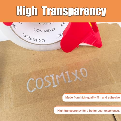 COSIMIXO Heavy Duty Clear Packing Tape 2.5Mil x 1.88" x 55Yards, 6 Rolls with Dispenser, Industrial Transparent Packaging Tape for Shipping Moving Sealing - size: 2.5Mil x 1.88" x 55Yds 6-Pack