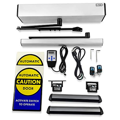 Olideauto Home Security System Electric Swing Doors DSW120+2pcs Infrared Safety Beam Sensors+2pcs Fire-Proof PIR Sensors