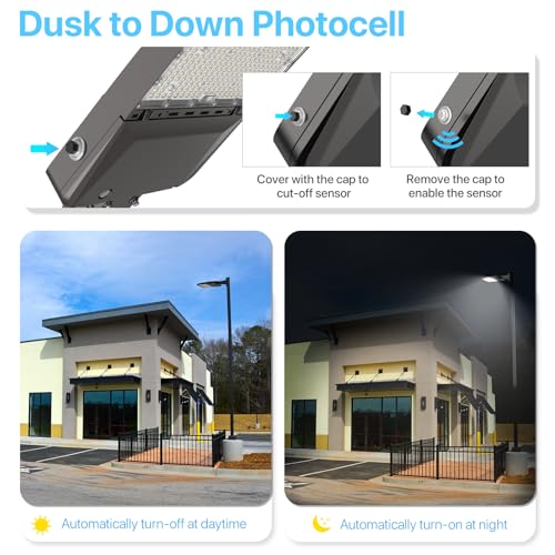 HYPERLITE LED Parking Lot Lights 300W LED Shoebox Light with Dusk to Dawn Photocell - 45000lm 5000K UL Certified IP65 LED Area Light for Court|Stadium|Parking Lot|Roadways - size: 300W