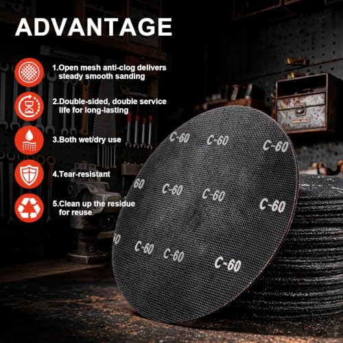17" Sanding Screen Mesh,60 Grit Floor Sanding Discs for Wood-10p