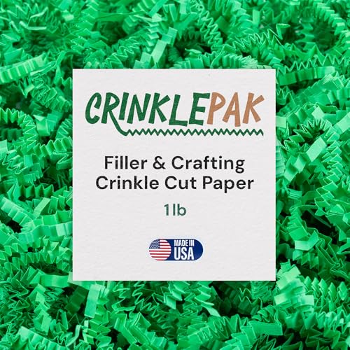 1LB Green Crinkle Paper Shred Filler Gift Basket, USA Made - color: Green, size: 1 LB