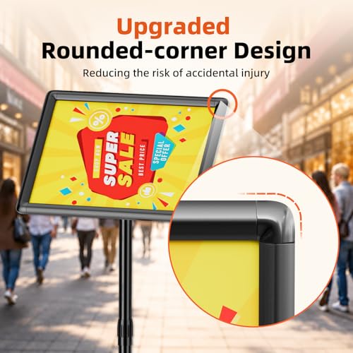 11"x17" Adjustable Floor Stand Sign Holder w/ Round Corner, 1 Pack - size: 11x17 Inch with Rounded Corners