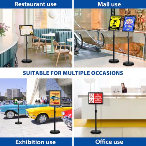 4Pack 8.5x11 Sign Stand - Adjustable Floor Standing Sign Holder - color: Black, size: 8.5"x11"-4Pack