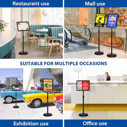 4Pack 8.5x11 Sign Stand - Adjustable Floor Standing Sign Holder - color: Black, size: 8.5"x11"-4Pack