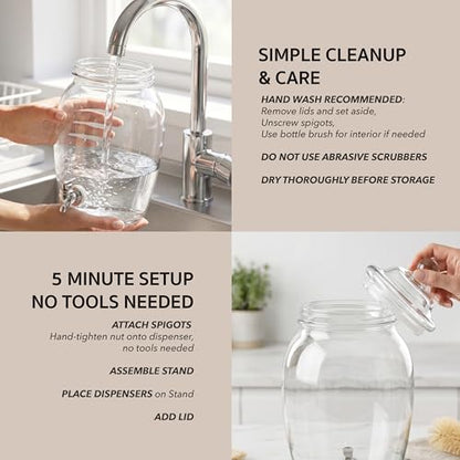 Style Setter Glass Beverage Drink Dispenser Fortuna with Metal Stand, 2 Gal - size: 2 Gallon