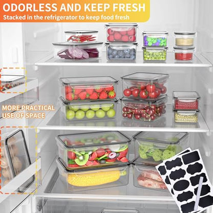 40 PCS Plastic Food Storage Containers with Lids Airtight, BPA-Free Leakproof Meal Prep Containers Reusable,Microwave & Dishwasher & Freezer Safe,Includes Labels & Pen - color: Black 20 Pack