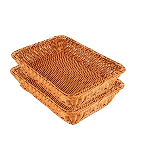 14 "bread basket, fruit basket, imitation wicker hand-woven basket, used as fruit and vegetable, farmer's market display, family restaurant and bakery (2)