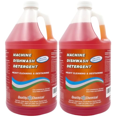 Quality Chemical Machine Dishwash Detergent – Low or High Temp Commercial Dishwasher Detergent, Heavy Cleaning and Destaining – 128 oz (Pack of 2) - size: 128 Fl Oz (Pack of 2)