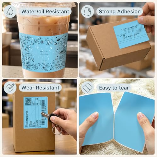 4" x 3" Thermal Labels, Blue, 500 Labels/Roll - color: Blue