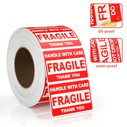 4" X 6" Fragile Stickers for Shipping &Moving, 2 Rolls Fragile Labels - size: 4" x 6"