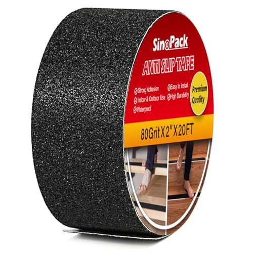 Anti Slip Tape Black 2 in x 20FT Non Skid Tape for Stairs Outdoor Indoor, Best Grip Non Slip Strips Tape High Traction Adhesive for Stairs Step - color: Black, size: 2 IN X 20 FT
