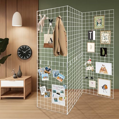 Grid Wall Panels 3 Pcs, Commercial Grade Gridwall Panels, Metal Grid Wall Panel Display Stand, You Can DIY 6 Pack 2'x3' or 3 Pack 2'x6', White - color: White