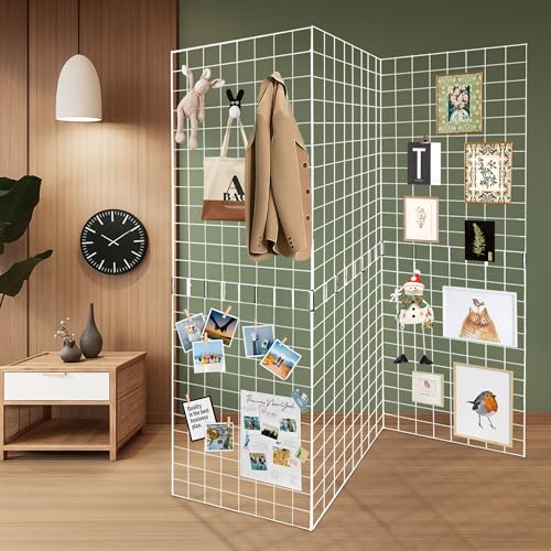 Grid Wall Panels 3 Pcs, Commercial Grade Gridwall Panels, Metal Grid Wall Panel Display Stand, You Can DIY 6 Pack 2'x3' or 3 Pack 2'x6', White - color: White