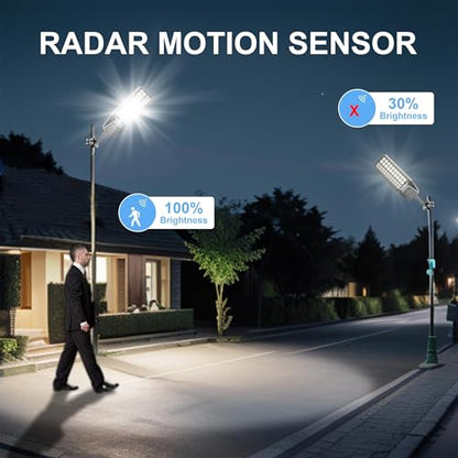 loyoele 900000LM 10000W Solar Street Lights Outdoor – LED Solar Light with Motion Detection, Dusk to Dawn, Weatherproof, Ideal for Security Lighting in Driveways and Parking Lots (2 Pack) - size: L-10000-2 Pack