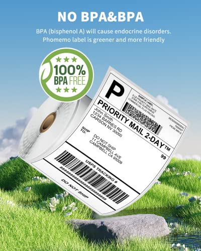 Phomemo 4X6 Thermal Labels for Shipping Packages, Address, 250 PCS/Roll - color: White, size: 4x6*250