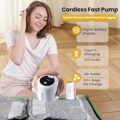 Vacuum Storage Bags with Pump, 12PCS Space Saver Bags for Clothing Travel - size: 12 Combo Travel Size