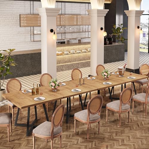 Tribesigns Square Dining Table Set of 4, 31.5" Farmhouse Dinner Table with Metal Base, Wood Kitchen Table for Dining Room, Small Space, Apartment (Chairs are not Included) - color: Natural, size: Square-4PCS