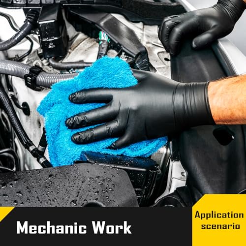 COOLJOB 5 Mil Black Disposable Nitrile Gloves for Men, Heavy-Duty for Household Cleaning, Cooking, Working, Powder Free, S-XL - size: Small (Pack of 100)