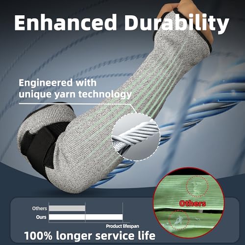 Schwer 10 Pairs 18in PRO-SKIN A6 Cut Resistant Arm Sleeves, S909 - color: Grey, size: 18 In-10 Pairs