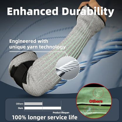 Schwer 10 Pairs 18in PRO-SKIN A6 Cut Resistant Arm Sleeves, S909 - color: Grey, size: 18 In-10 Pairs