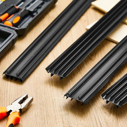 Pushglossy 2 Pcs Door Bottom Seal with Vinyl Fins Threshold Strip,Black - color: Black