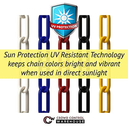 Montour Line Plastic Stanchion Kit, 6 Yellow Posts with 50-Foot Chain - color: Yellow