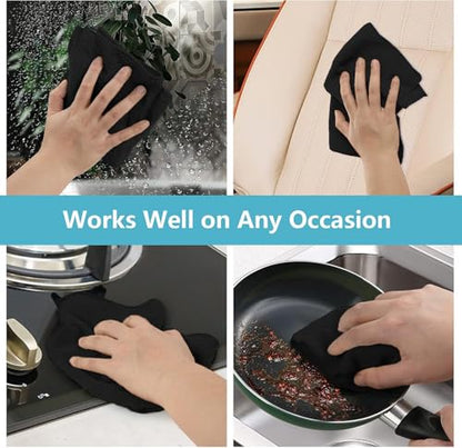 HOMEXCEL 100PK Microfiber Cleaning Cloth, Cleaning Rag for Home, 11.5x11.5 - color: Black