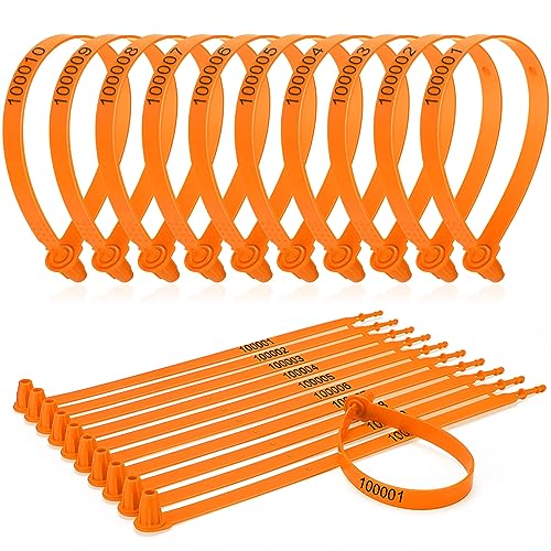 Roowest 1000 Pcs Plastic Truck Trailer Door Seals, Tamper Evident Security Tags, Numbered Safety Disposable Locks for Container Logistics Transport Package Shipping(Orange) - color: Orange