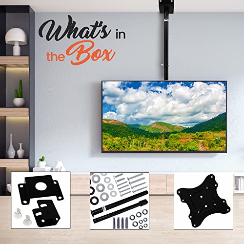 Pyle Universal TV Ceiling Mount Bracket – Fits 23”–42” Flat Screen HDTV, LCD, LED, Plasma, Smart TVs – Tilt, Swivel & Height Adjustable VESA Compatible, 66 lbs. Capacity